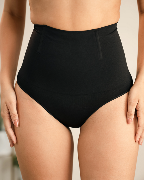 Black high waist tummy control shaper shorts for women – seamless slimming fit
