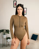 Seamless Long Sleeve Zipper Bodysuit Tummy Fit