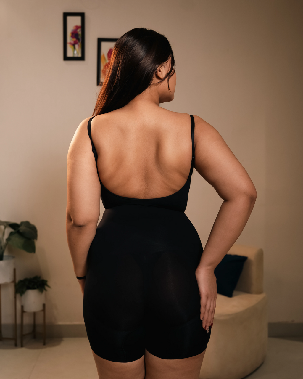 Black seamless tummy control brief bodysuit for women – slimming shapewear fit