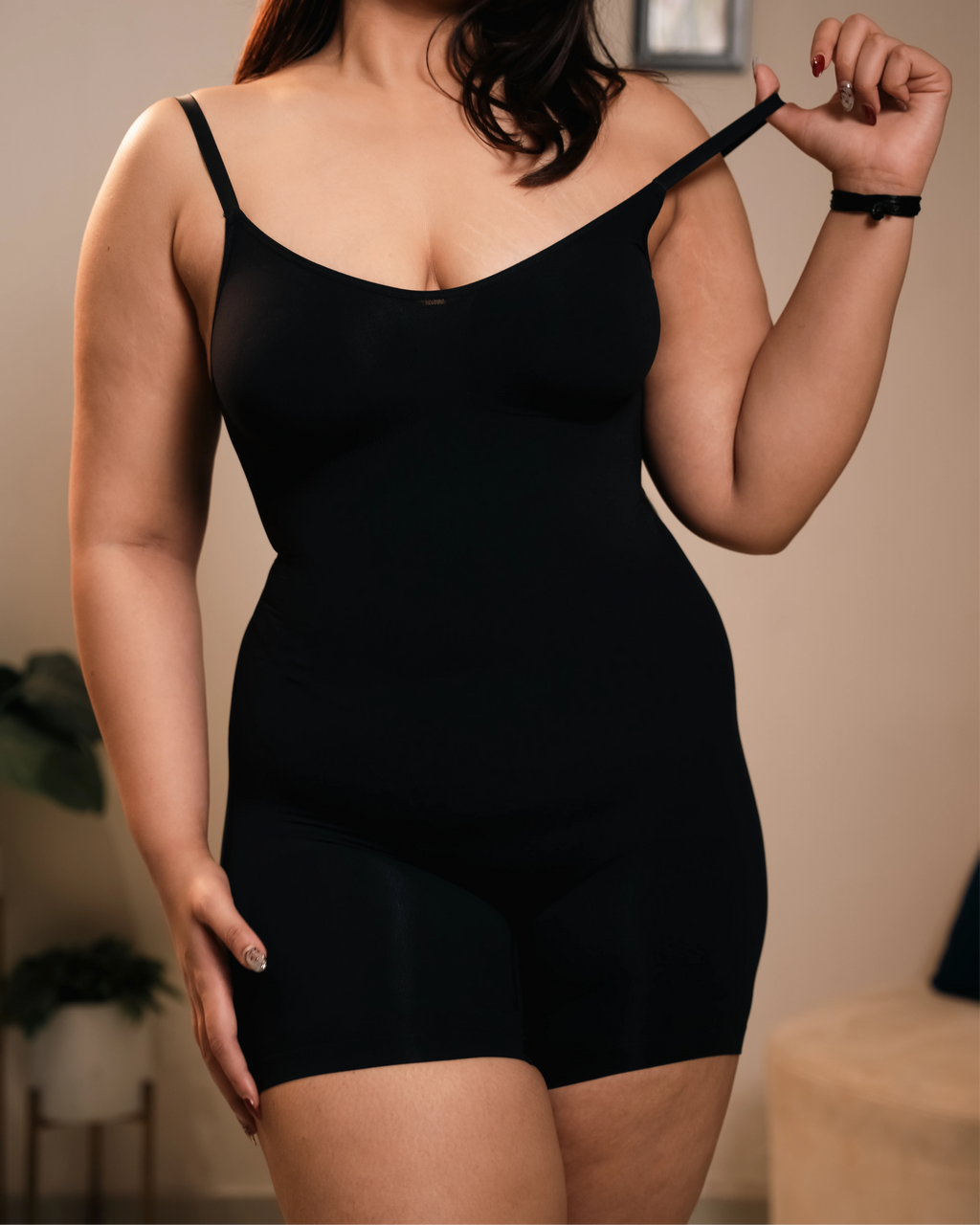 Black seamless tummy control brief bodysuit for women – slimming shapewear fit