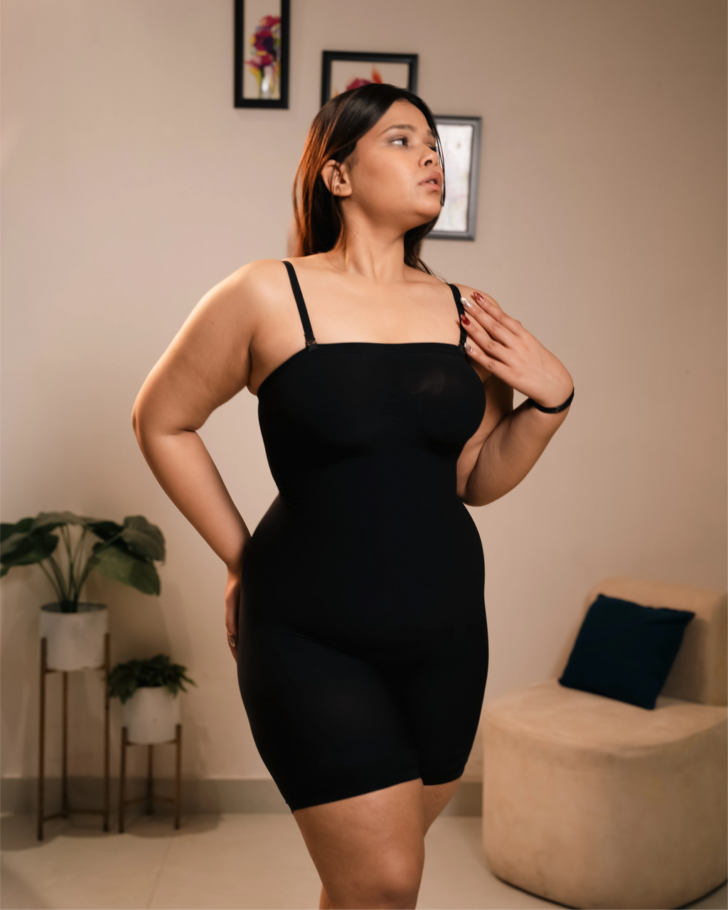 Black strapless butt lifting bodysuit for women with tummy control – seamless shapewear